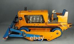 Vintage DDR MSB German Crawler Tractor Caterpillar Bulldozer Tin Toy Battery Op