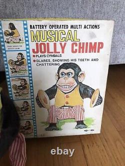 Vintage Daishin Musical Jolly Chimp Clapping Cymbal Monkey withBox Works