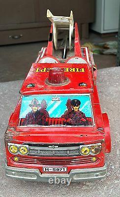 Vintage Fire Brigade Battery Operated Toy SH Trademark Japan