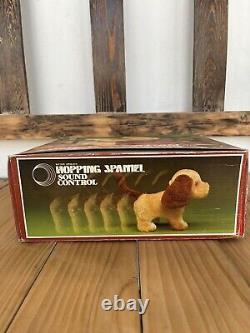 Vintage HOPPING SPANIEL Battery Operated Sound Control Puppy Dog Original Box