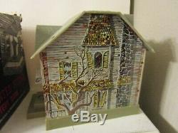 Vintage Haunted House Battery Operated Mystery Bank Tin Litho Toy With Box