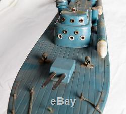 Vintage ITO 33 LONG Battery Operated Navy Destroyer 1950s Toy Boat Unrestored