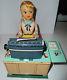 Vintage Japan Linemar 1950s Busy Secretary Battery Operated Tin Toy Works Withbox
