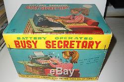 Vintage Japan Linemar 1950s Busy Secretary Battery Operated Tin Toy Works withbox