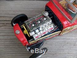 Vintage Japan Nomura Tin Litho Battery Operated Hot Rod Mystery Action Bump N Go