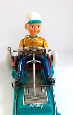 Vintage Japan Tin 1960's Battery Op. Lite-o-Wheel Go Kart With Original Box