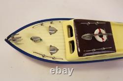 Vintage Japanese Wooden Battery-Powered Cabin Cruiser Boat in Original Box
