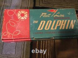 Vintage K & O Fleet Line Dolphin Toy Boat & Johnson 35 Seahorse Outboard Motor