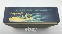 Vintage Langcraft Toy Outboard Motor Mercury Style Blue withbox & insert