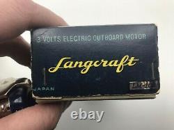 Vintage Langcraft Toy Outboard Motor Mercury Style Blue withbox & insert