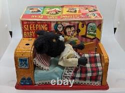 Vintage Linemar Battery-Operated Sleeping Baby Bear Toy Original Box, Untested