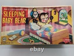 Vintage Linemar Battery-Operated Sleeping Baby Bear Toy Original Box, Untested