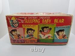 Vintage Linemar Battery-Operated Sleeping Baby Bear Toy Original Box, Untested