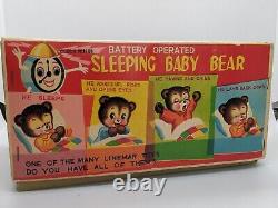 Vintage Linemar Battery-Operated Sleeping Baby Bear Toy Original Box, Untested