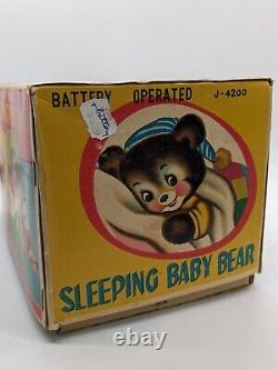 Vintage Linemar Battery-Operated Sleeping Baby Bear Toy Original Box, Untested