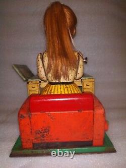 Vintage Linemar Toys Co Inc Battery Operated Tin Toy Type Writer Girl Japan #