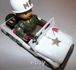 Vintage MP Military Police Jeep Daiya Japan Tin Litho Battery Operated Toy Works