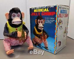 Vintage MUSICAL JOLLY CHIMP tin battery op Toy Story monkey 1960s CK Korea WORKS