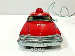 Vintage Marx Battery 0perated Tin Fire Chief Car (Works)