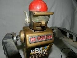 Vintage Marx Mr. Mercury Battery operated Tin Litho Robot, Not Working
