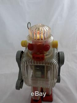 Vintage Mechanical Battery Operated Tin Robot Sairen Japan Atomic Age RARE