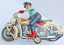 Vintage Modern Toys BO Tin Japan Police Officer on Motorcycle-tested and works