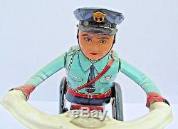 Vintage Modern Toys BO Tin Japan Police Officer on Motorcycle-tested and works