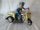 Vintage Nomura Tin Police Patrol Battery Operated Auto-tricycle Made In Japan