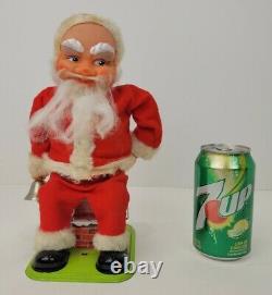 Vintage Nihonkogei Tin Litho Battery Operated Happy Santa Toy Rings Bell Runs