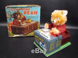 Vintage Nomura TN Japan Battery Operated Telephone Bear In Box Working