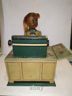 Vintage Old Office Typist Girl Tin Toy Battery Operated Made In Japan 1970 #