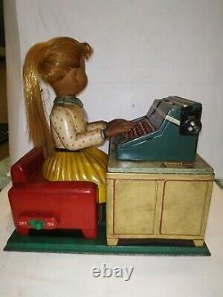 Vintage Old Office Typist Girl Tin Toy Battery Operated Made In Japan 1970 #