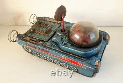 Vintage Old Rare Modern Toy Battery Operated Space Tank M-18 Litho Tin Toy Japan