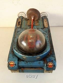 Vintage Old Rare Modern Toy Battery Operated Space Tank M-18 Litho Tin Toy Japan