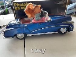 Vintage Photoing On Car ME360 Tin Battery Operated Working Blue Version With Box