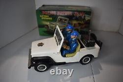 Vintage Police Patrol Jeep Battery Operated TN with Box None Op