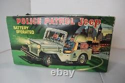 Vintage Police Patrol Jeep Battery Operated TN with Box None Op