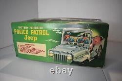 Vintage Police Patrol Jeep Battery Operated TN with Box None Op