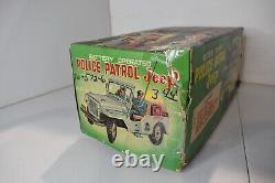 Vintage Police Patrol Jeep Battery Operated TN with Box None Op