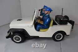 Vintage Police Patrol Jeep Battery Operated TN with Box None Op