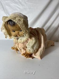 Vintage ROSKO Metal Crawling Baby Doll Battery Operated. Untested