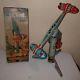 Vintage Rear Alps Twirly Whirly Rocket Ride Battery Operated Tin Lithograph Toy