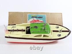Vintage Red White Speed Boat Battery Powered Wooden Japan TMY ITO 13 With BOX