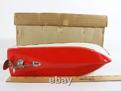Vintage Red White Speed Boat Battery Powered Wooden Japan TMY ITO 13 With BOX