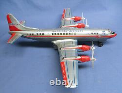 Vintage Rosko Japan Tin Prop Airplane American Airlines Battery Operated Toy