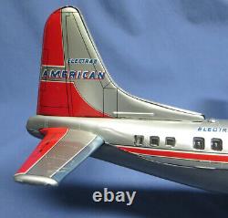 Vintage Rosko Japan Tin Prop Airplane American Airlines Battery Operated Toy