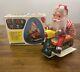 Vintage Santa Claus On Scooter Tin Litho Battery Operated Christmas Toy With Box