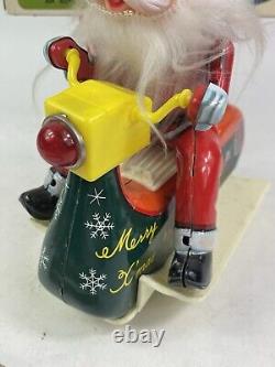 Vintage Santa Claus on Scooter Tin Litho Battery Operated Christmas Toy With Box