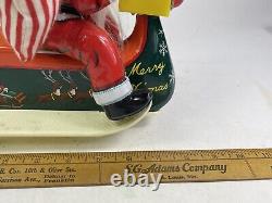 Vintage Santa Claus on Scooter Tin Litho Battery Operated Christmas Toy With Box