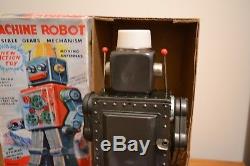 Vintage Sh Tin Gear Machine Robot Tin Toy Battery Operated Horikawa Japan Wbox